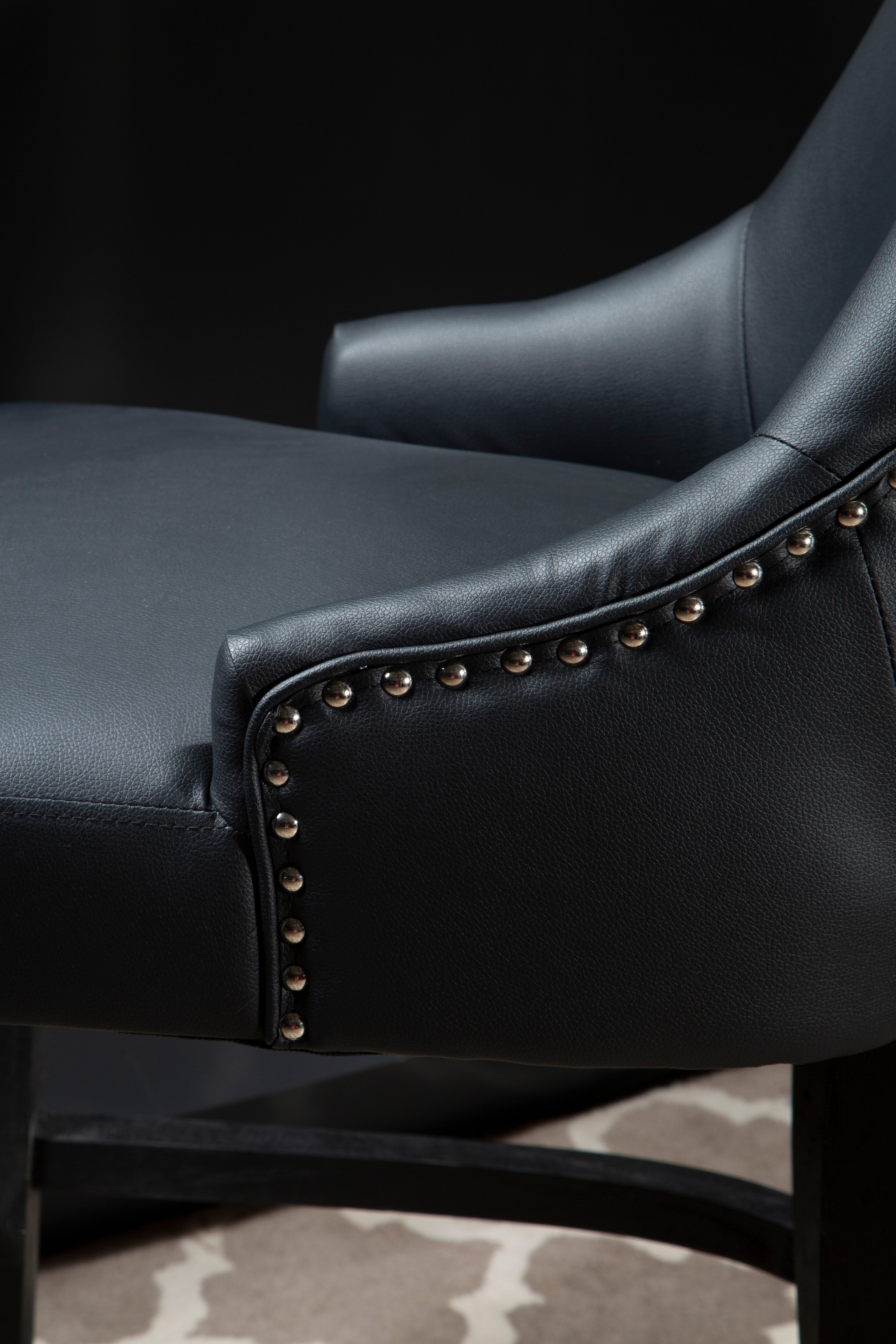 Candace Townhouse Charcoal Faux Leather Bar Stool